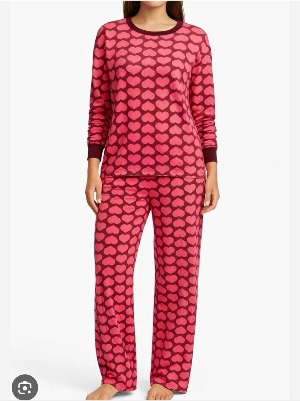 Kate Spade Pink and Maroon Heart Ultra Soft Sleep/Lounge Set